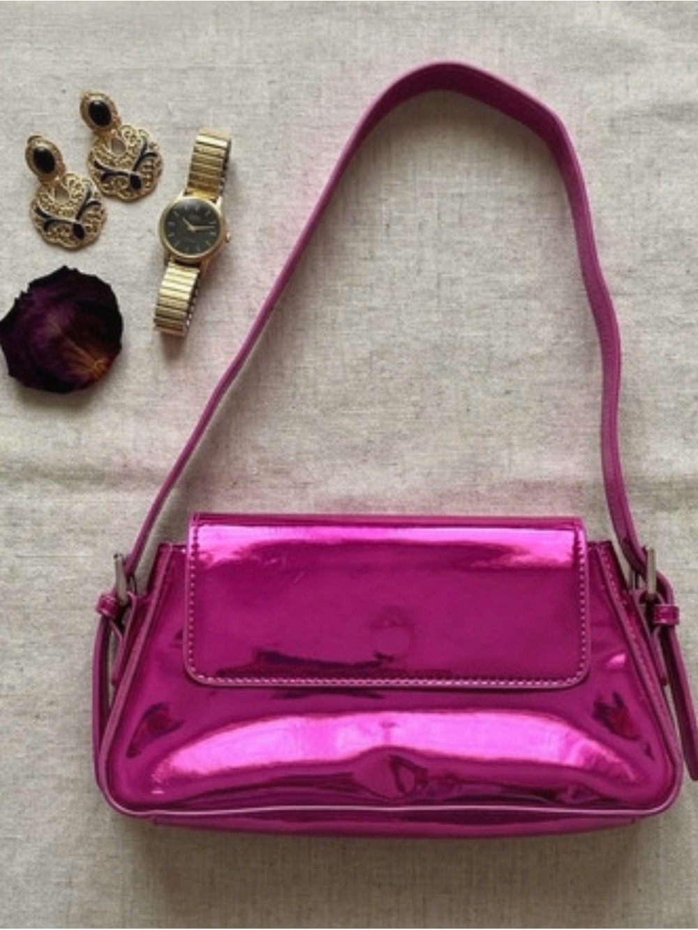 Metallic Pink Shoulder Bag